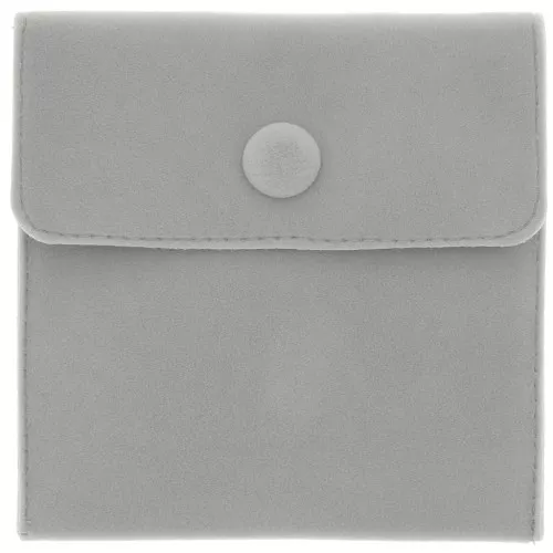 100x95mm Velvet pouch with snap for jewellery - Grey x1