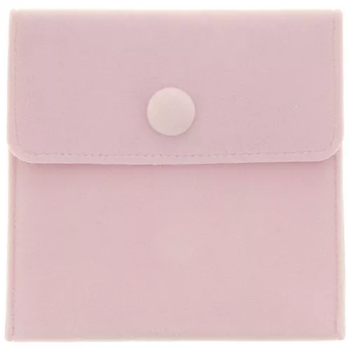 100x95mm Velvet pouch with snap for jewellery - Light pink x1