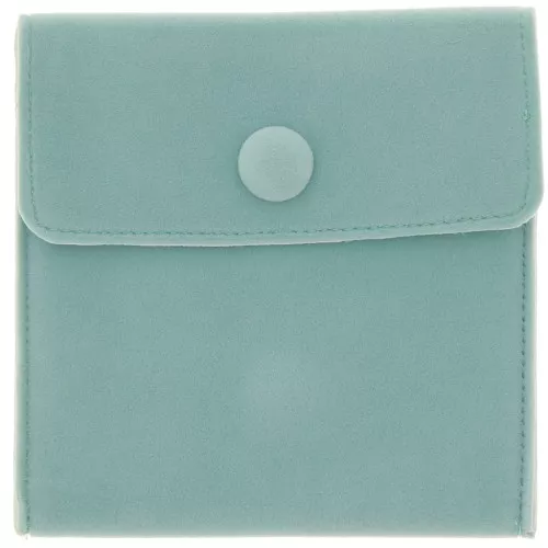100x95mm Velvet pouch with snap for jewellery - Turquoise x1