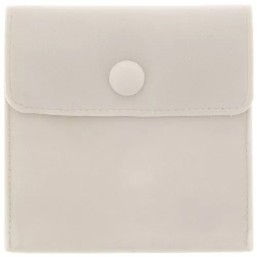 100x95mm Velvet pouch with snap for jewellery - Ecru x1