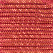 3mm Braided polyester cord and metallic thread - Red - Gold x1m|raw }}