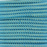 3mm Braided polyester cord and metallic thread - Turquoise - Gold x1m|raw }}