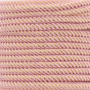 3mm Braided polyester cord and metallic thread - Light Pink - Gold x1m|raw }}