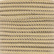 3mm Braided polyester cord and metallic thread - Beige - Gold x1m|raw }}