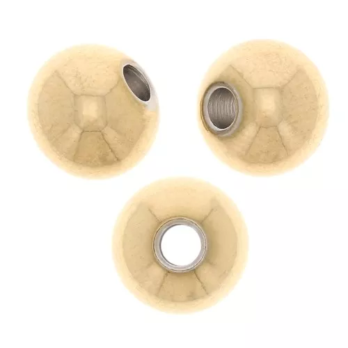 8x6.7mm Stainless steel 304 Flattened round beads - Gold Tone x10