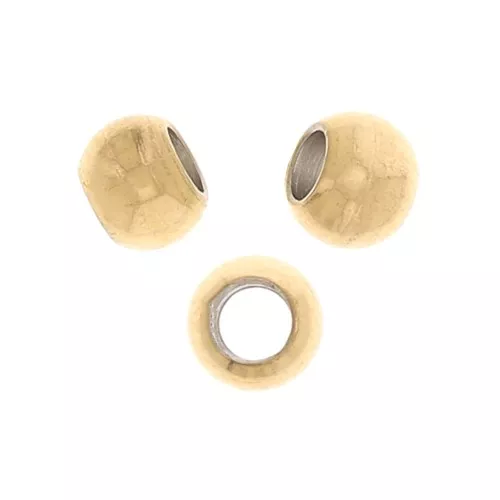 3x2mm Stainless steel 304 Flattened round beads - Gold Tone x10