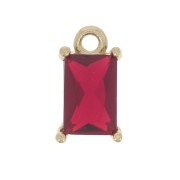 8.5x5mm Mini Rectangle Charm with zirconium oxide - Gold Tone - Siam x1