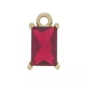 8.5x5mm Mini Rectangle Charm with zirconium oxide - Gold Tone - Siam x1