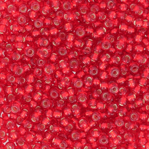 Preciosa Seed Beads 11/0 2 mm - Light Siam Silver Lined x 20 g