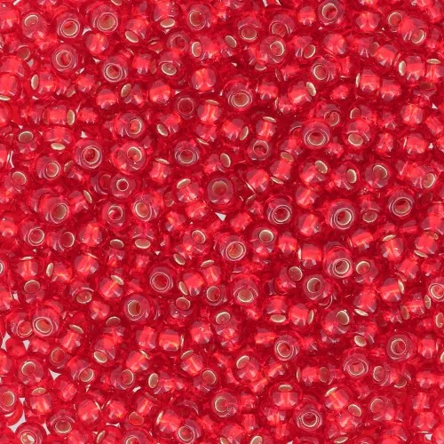 Preciosa Seed Beads 11/0 2 mm - Light Siam Silver Lined x 20 g