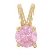 6mm Round pendant with  zirconium oxide - Gold - Light Pink x1