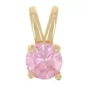 6mm Round pendant with  zirconium oxide - Gold - Light Pink x1