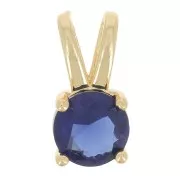 6mm Round pendant with zirconium oxide - Gold - Sapphire x1