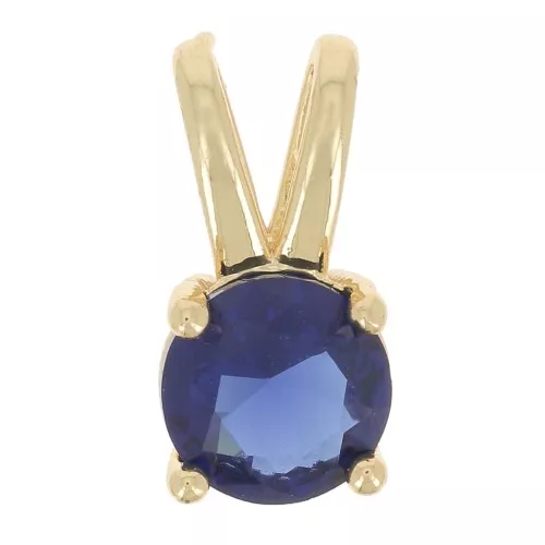 6mm Round pendant with  zirconium oxide - Gold - Sapphire x1