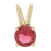 6mm Round pendant with  zirconium oxide - Gold - Fuchsia x1|raw }}