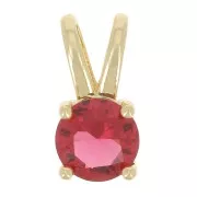 6mm Round pendant with zirconium oxide - Gold - Fuchsia x1