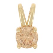 6mm Round pendant with zirconium oxide - Gold - Light Topaz x1