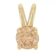 6mm Round pendant with zirconium oxide - Gold - Light Topaz x1