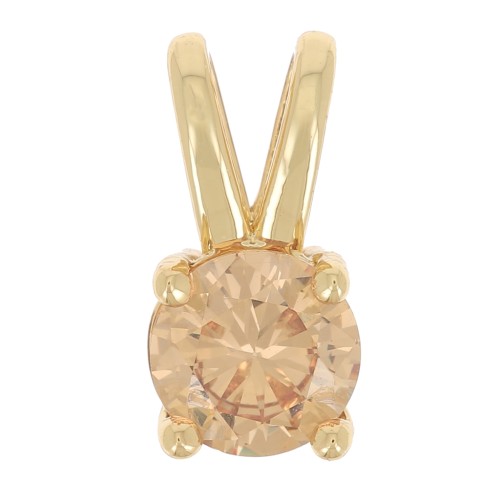 6mm Round pendant with zirconium oxide - Gold - Light Topaz x1