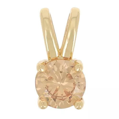 6mm Round pendant with  zirconium oxide - Gold - Light Topaz x1