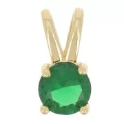 6mm Round pendant with  zirconium oxide - Gold - Emerald x1