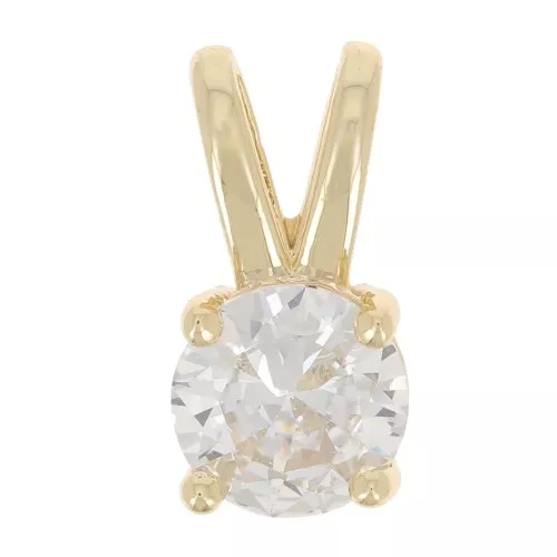 6mm Round pendant with  zirconium oxide - Gold - Crystal x1