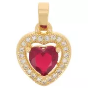 14x11mm Heart Pendant with  zirconium oxide - Gold - Crystal - Siam x1
