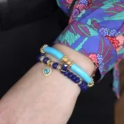 14x11mm Heart Pendant with  zirconium oxide - Gold - Crystal - Light Blue x1