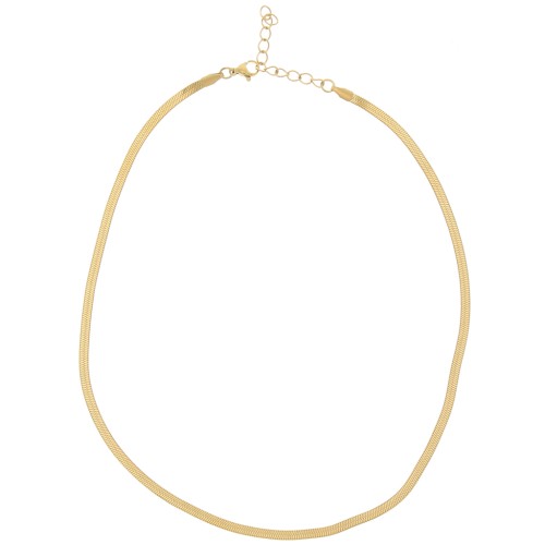 3.3mm Stainless steel 304 Mirror mesh choker - flat snake - Gold Tone x46cm