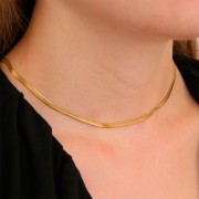 3.3mm Stainless steel 304 Mirror mesh choker - flat snake - Gold Tone x46cm