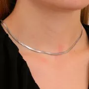 3.3mm Stainless steel 304 Mirror mesh choker - flat snake x46cm