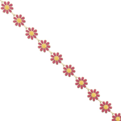 10mm Epoxy resin daisy chain - Fuchsia - Yellow x99cm
