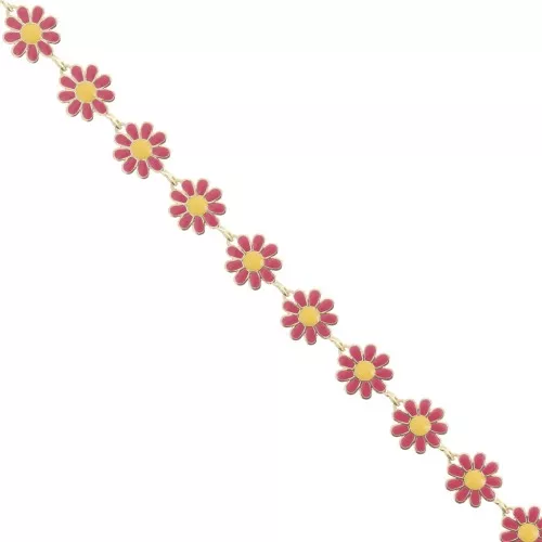 10mm Epoxy resin daisy chain - Fuchsia - Yellow x99cm