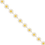 10mm Epoxy resin daisy chain - Gold - White x99cm|raw }}