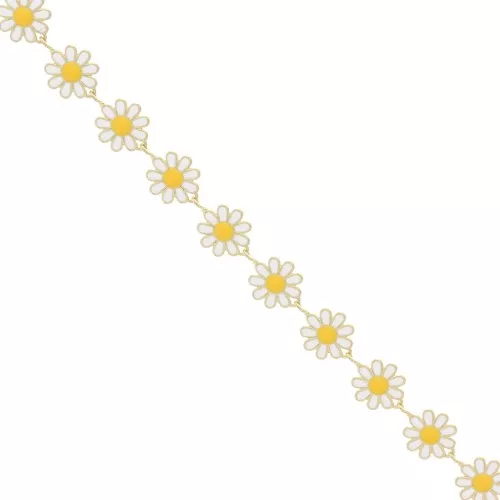 10mm Epoxy resin daisy chain - Gold - White x99cm