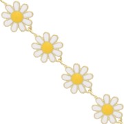 10mm Epoxy resin daisy chain - Gold - White x99cm