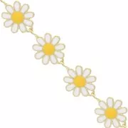 10mm Epoxy resin daisy chain - Gold - White x99cm