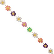 10mm Epoxy resin daisy chain - Gold - Multicoloured x99cm|raw }}