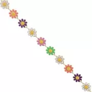 10mm Epoxy resin daisy chain - Gold - Multicoloured x99cm