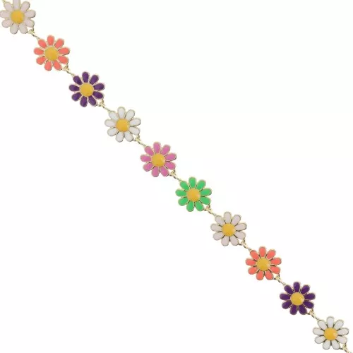 10mm Epoxy resin daisy chain - Gold - Multicoloured x99cm