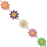 10mm Epoxy resin daisy chain - Gold - Multicoloured x99cm