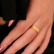 Adjustable ring hammered ethnic style - Gold plated x1