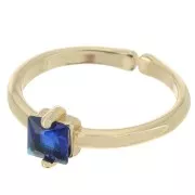 Fine adjustable ring with square zirconium oxide - Gold - Saphir x1