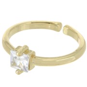Fine adjustable ring with square zirconium oxide - Gold - Crystal x1|raw }}