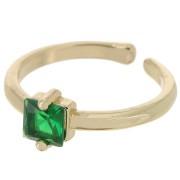 Fine adjustable ring with square zirconium oxide - Gold - Emerald x1|raw }}