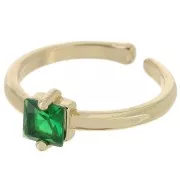 Fine adjustable ring with square zirconium oxide - Gold - Emerald x1