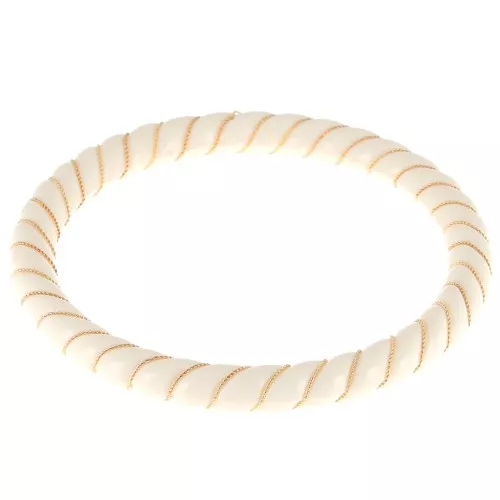 64mm Opaque Resin Twisted Necklace Bracelet with Gold Wire - unbleached x1