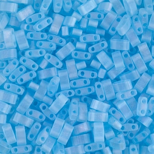 5x2.3x1.9mm Miyuki Half Tila Beads HTL-148FR - Transparent Aqua AB Mat x10g