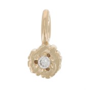 Mini Flower Charm with 4mm Zirconium Oxide - 3 Micron Gold Plated - Crystal x1|raw }}
