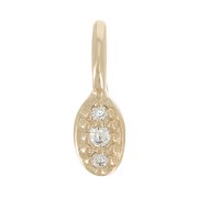8.5x3mm Mini Oval Charm with zirconium oxide - 3 Micron Gold Plated - Crystal x1